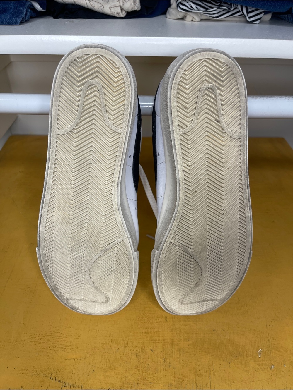 Nike White Sneakers with Black Swoosh and Gray Suede Accents - Picture 3 of 5